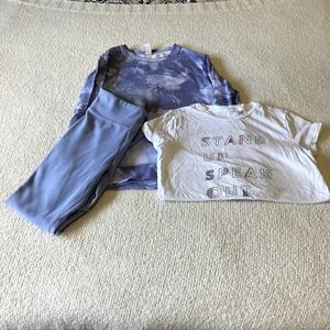Abercrombie and Athleta Girl Set - Tights, Tee and Sweater Size 11/12